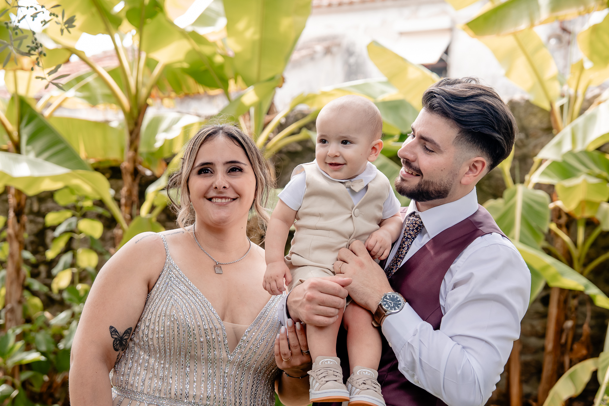 Sara, Rúben e Mateus durante a celebração